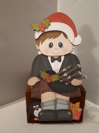 3D On the Shelf Card Kit - Christmas Scottish Bagpipe Player by Andrea McGill