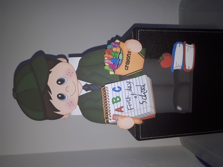 3D On the Shelf Card Kit - Its the 1st day at school for Little Schoolboy Juan by Andrea McGill