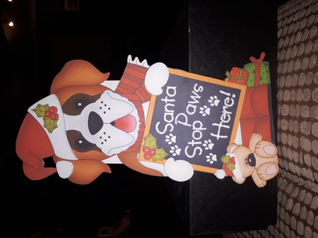 3D On the Shelf Card Kit - Christmas St Bernard Dog has a message for Santa Paws by Andrea McGill