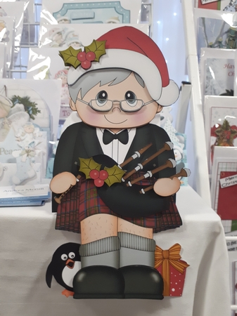 3D On the Shelf Card Kit - Christmas Scottish Old Man Bagpipe Player by Andrea McGill
