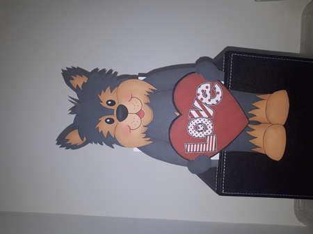 3D On the Shelf Card Kit - Valentine Heart Love & Romance Little Yorkie Dog Timmy by Andrea McGill