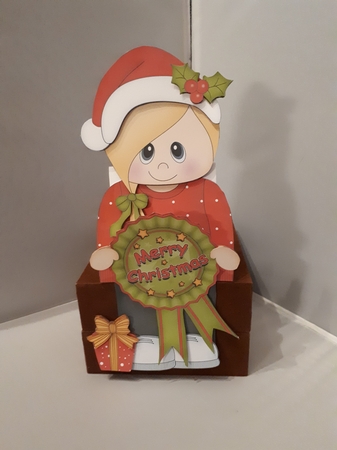 3D On the Shelf Card Kit - Cute Christmas Teen with Seasonal Greetings Rosettes by Andrea McGill