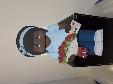 3D On the Shelf Card Kit - Ethnic Teen Abeni has a Letter & Roses for Mum by Andrea McGill