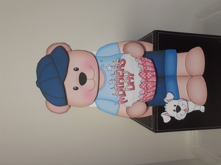 3D On the Shelf Card Kit - Cute Little Austin Bear has a Cake for Mum by Andrea McGill
