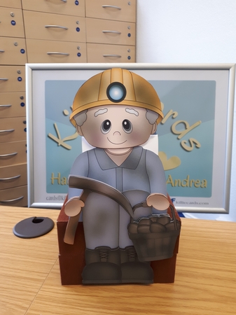 3D On the Shelf Card Kit - Little Coal Miner Old Man Broderick returns from the Pit by Andrea McGill