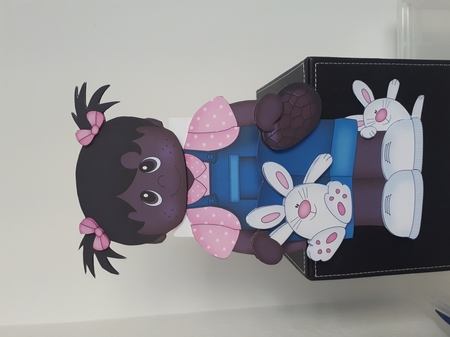 3D On the Shelf Card Kit - Ethnic Easter Toddler Melicia has a Cute Bunny & a Chocolate Easter Egg by Andrea McGill