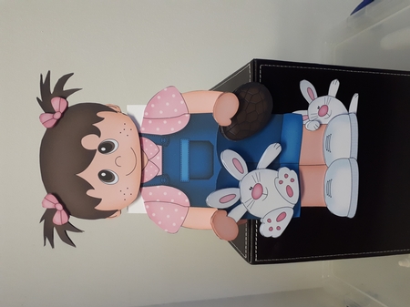 3D On the Shelf Card Kit - Ethnic Easter Toddler Anaya has a Cute Bunny & a Chocolate Easter Egg by Andrea McGill