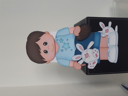 3D On the Shelf Card Kit - Ethnic Easter Boy Akarsh has a Cute Bunny & a Chocolate Easter Egg by Andrea McGill
