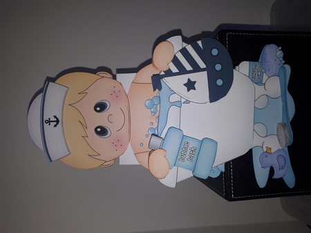 3D On the Shelf Card Kit - Bathtub Buddies - Cute Little Boy Brendan has a Bubble Bath by Andrea McGill