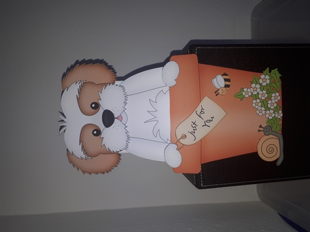 3D On the Shelf Card Kit - Flower Pot Friends Little Cavachon Dog BoBo by Andrea McGill