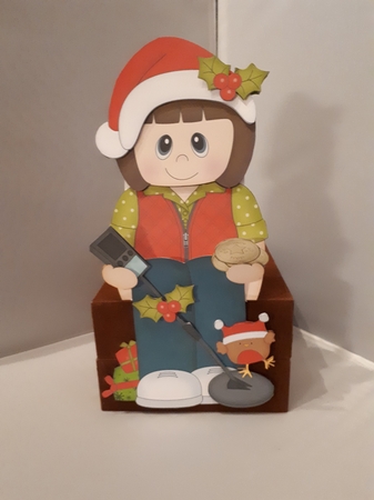 3D Christmas On the Shelf Card Kit - Little Christmas  Treasure Hunter Metal Detectorist by Andrea McGill