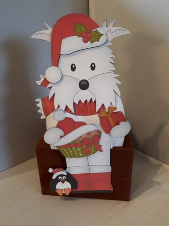 3D Christmas On the Shelf Card Kit - Cute Christmas Westie Dog Jock has a Fesive Cupcake by Andrea McGill