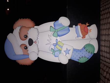 3D Christmas On the Shelf Card Kit - Christmas Cavachon Dog has an Xmas Stocking by Andrea McGill