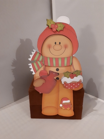3D Christmas On the Shelf Card Kit - Christmas Gingerbread Man Ginge has a Hot Water Bottle & Festive Cupcake by Andrea McGill