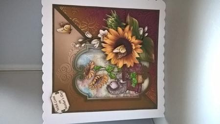 Hedghogs Sunflower Friend 8x8 Decoupage Mini Kit by Andrea McGill