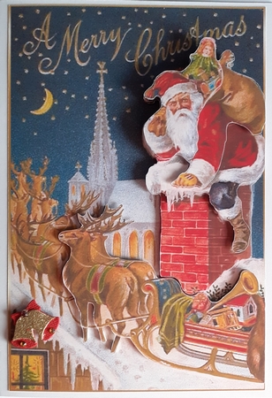Vintage Father Christmas Decoupage Topper by Andy George