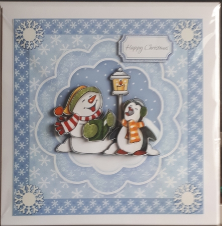 Snowman & Penguin Carol Singers Christmas Decoupage by Andy George