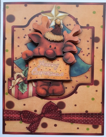 Little Rudolph's Christmas Message Card Front and Decoupage by Andy George