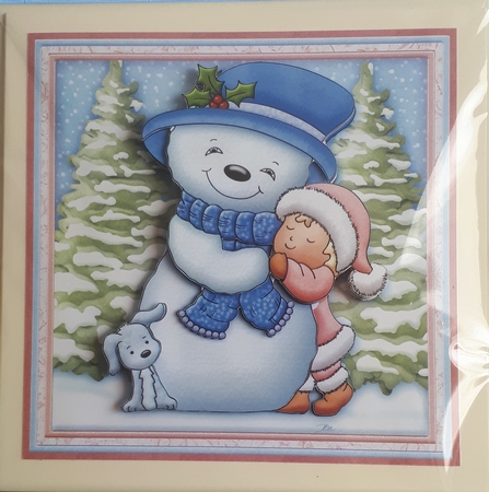 Snowman Hugs 7.5 Christmas Decoupage Mini Kit by Andy George