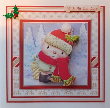 WOOLLY TED Christmas Decoupage & Insert Mini Kit by Andy George