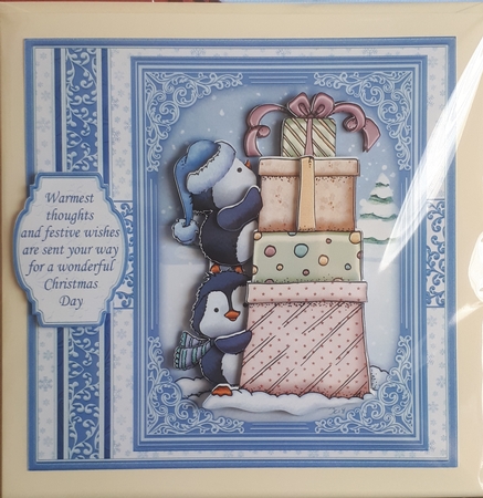 PENGUINS CHRISTMAS TOWER 7.5 Decoupage & Insert Mini Kit by Andy George