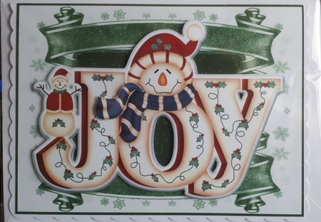 Joy Snowman Quick Card Front with Decoupage by Andy George