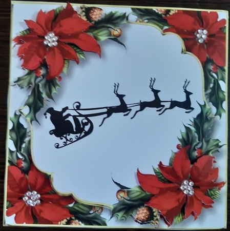 Christmas Silhouette - Santa & His Sleigh 8x8 by Anette De Villiers