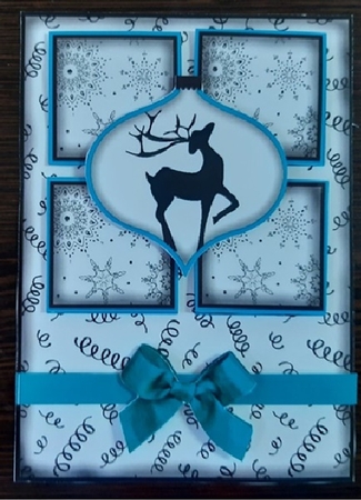 Christmas Decoration Deer Silhouette 4 Square Card Aqua by Anette De Villiers