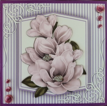 Beautiful Lilac Magnolias and Corner Scrolls  by Anette De Villiers