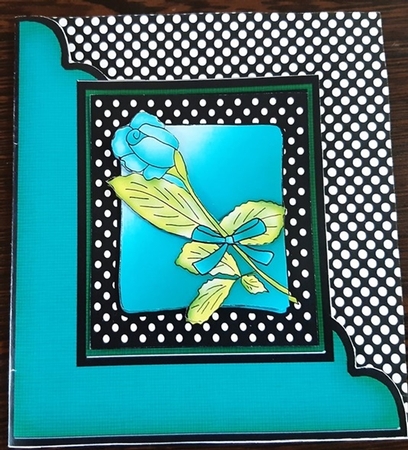 Single Rose Cut and Fold Corner Card  by Anette De Villiers