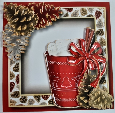 Christmas Glitter Hot Chocolate - Red 8x8 by Anette De Villiers