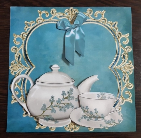 3 Green tea set card fronts/toppers by Anette De Villiers