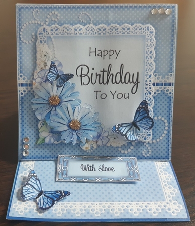 3D Easel Card Mini Kit - A Touch of Elegance Birthday - Flowers, Lace, Butterflies & Pearls by Anette De Villiers