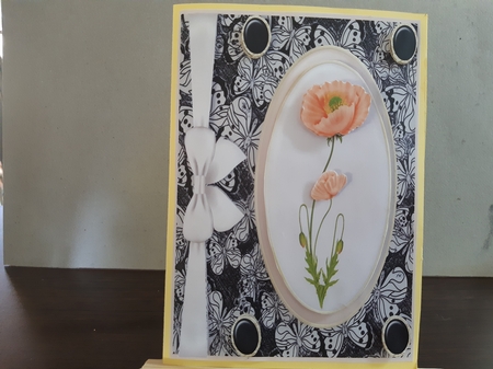 Black and orange poppy card front by Anette De Villiers