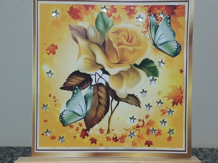 Lovely yellow rose in Autumn shade 8x8 by Anette De Villiers