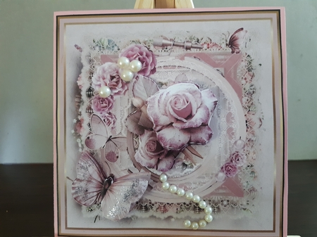 Butterfly and rose 6x6 card by Anette De Villiers