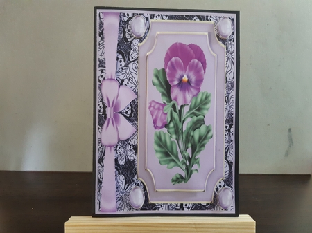 3 Lilac pansy card fronts/toppers by Anette De Villiers