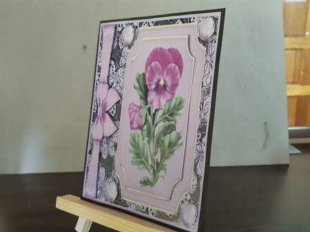 3 Lilac pansy card fronts/toppers by Anette De Villiers