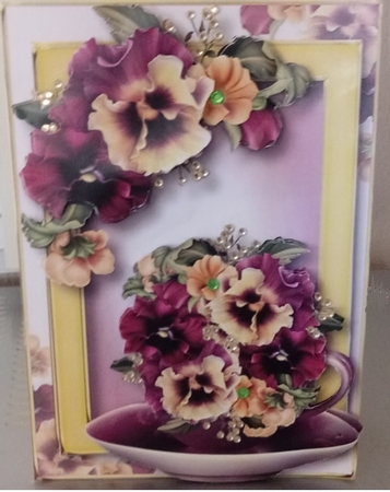 Teacup, Saucer & Flowers - Muted Pansies by Anette De Villiers