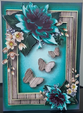 Dahlia Butterfly Trio - Blended Teal by Anette De Villiers