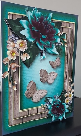 Dahlia Butterfly Trio - Blended Teal by Anette De Villiers