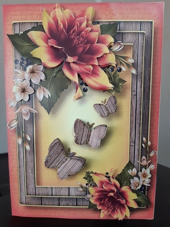 Dahlia Butterfly Trio - Orange A5 by Anette De Villiers