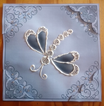 8 x 8 Dragonfly Scalloped corner Topper by Anette De Villiers