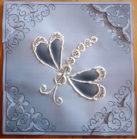 8 x 8 Dragonfly Scalloped corner Topper by Anette De Villiers