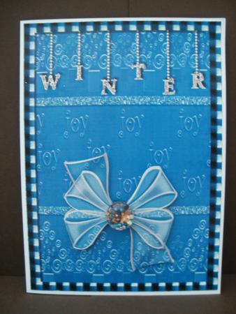 Winter Bow Card Front with Decoupage by Angela Blackmore