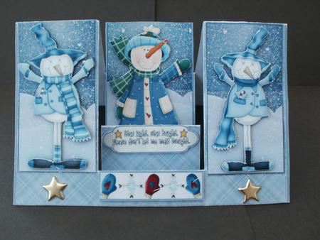 Frosty Snowmen Centre Stepper with Decoupage by Angela Blackmore