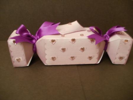 Metallic Hearts Cracker Shaped Treat or Favour Box by Angela Blackmore