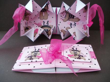 Pink Love Bears Exploding Card by Angela Blackmore
