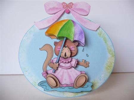 Puss in a Puddle - Wobble Card with Decoupage by Angela Butters