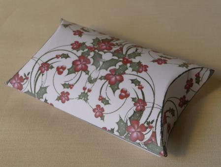 Holly and Poinsettias Christmas Pillow Gift Box by Angela Butters